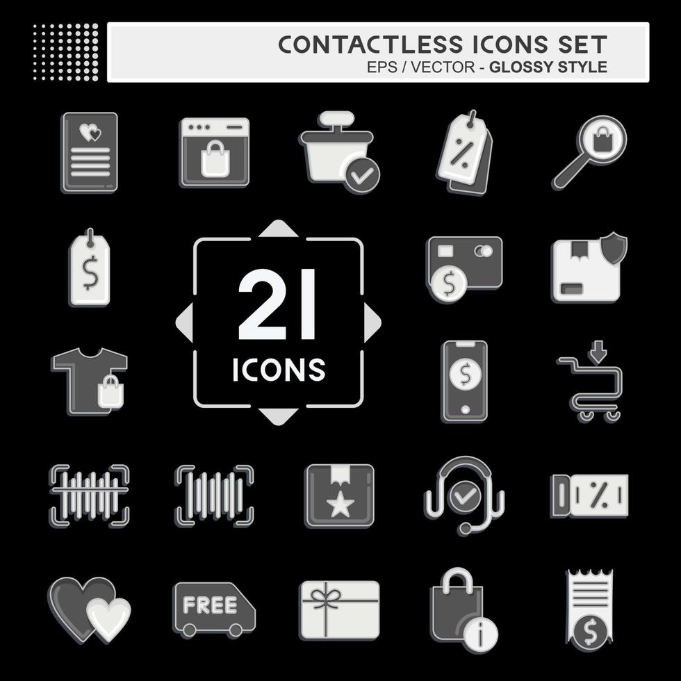 Icon Set Contactless. related to Business symbol. Glossy Style. simple design editable. simple illustration vector
