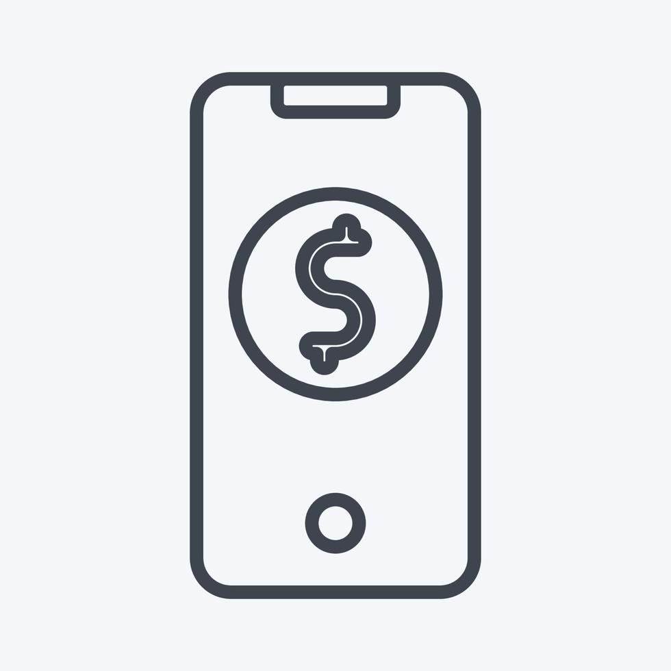 Icon Mobile Banking. related to Contactless symbol. Line Style. simple design editable. simple illustration vector