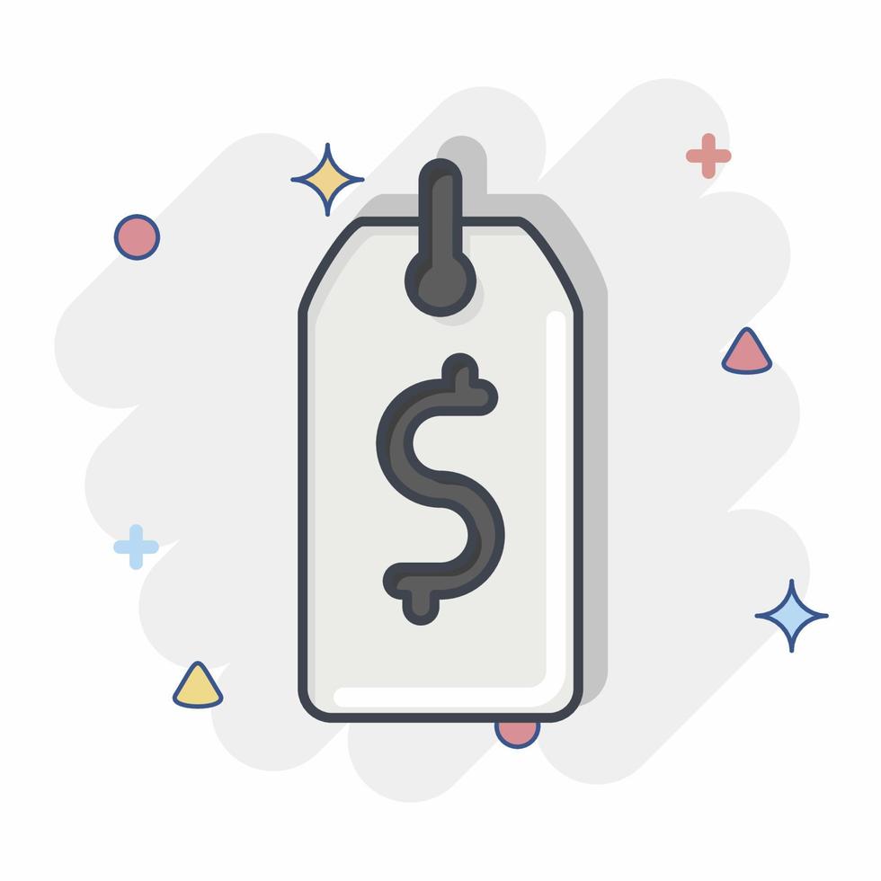 Icon Price Tag. related to Contactless symbol. Comic Style. simple design editable. simple illustration vector