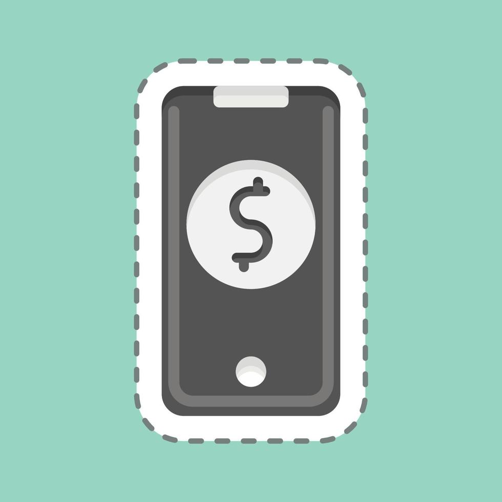 Sticker line cut Mobile Banking. related to Contactless symbol. simple design editable. simple illustration vector