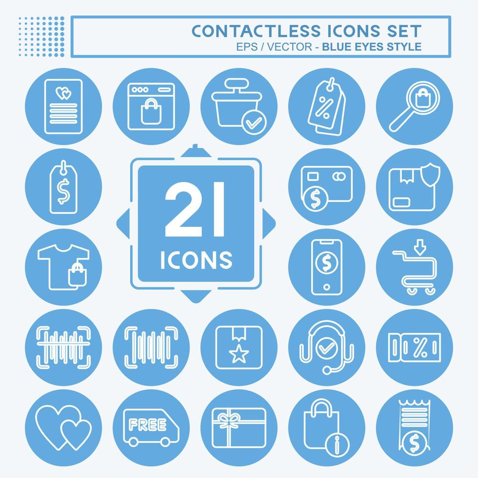 Icon Set Contactless. related to Business symbol. Blue Eyes Style. simple design editable. simple illustration vector