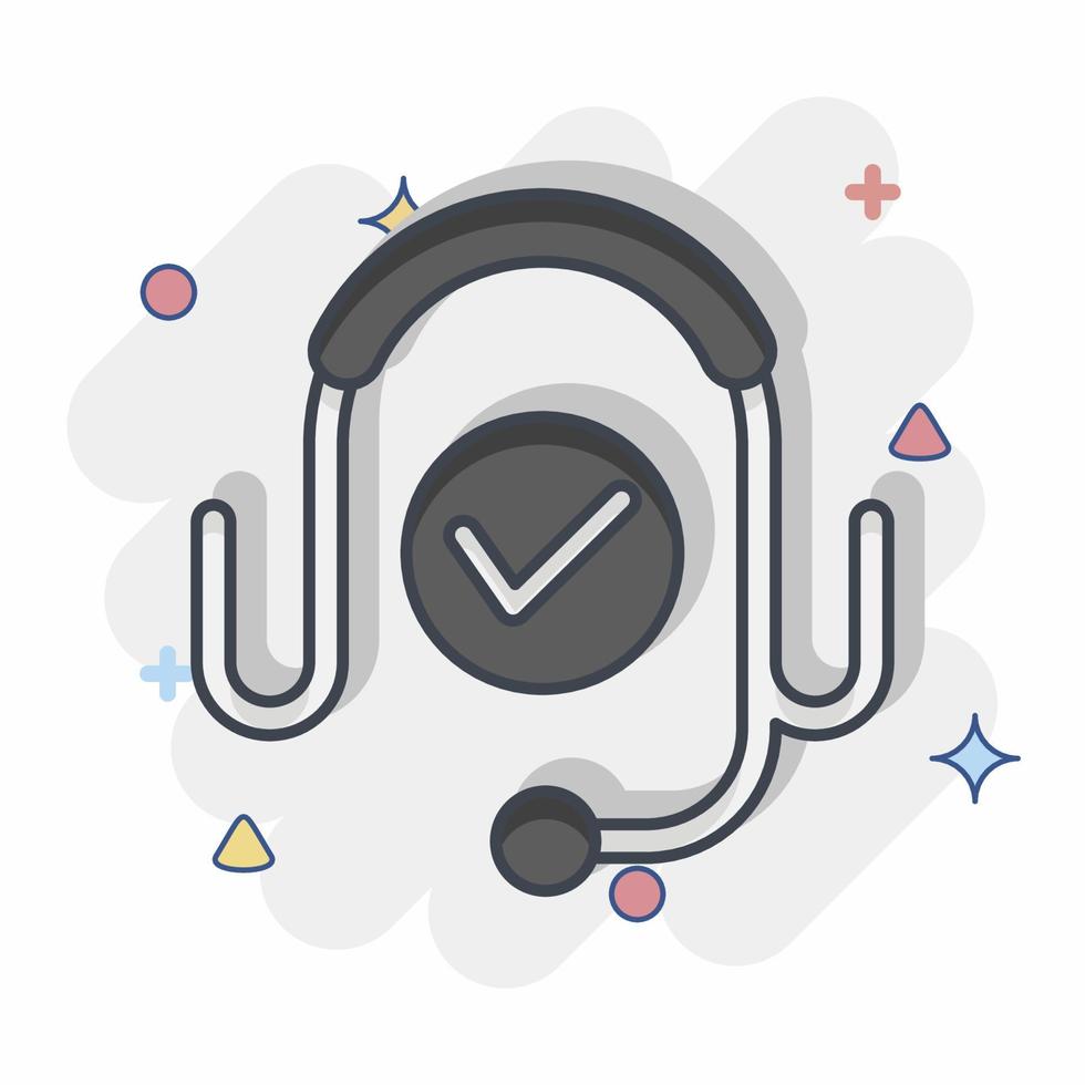 Icon Customer Service. related to Contactless symbol. Comic Style. simple design editable. simple illustration vector