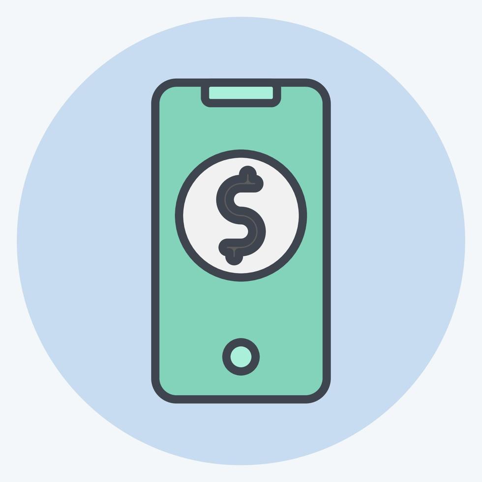 Icon Mobile Banking. related to Contactless symbol. Color Mate Style. simple design editable. simple illustration vector