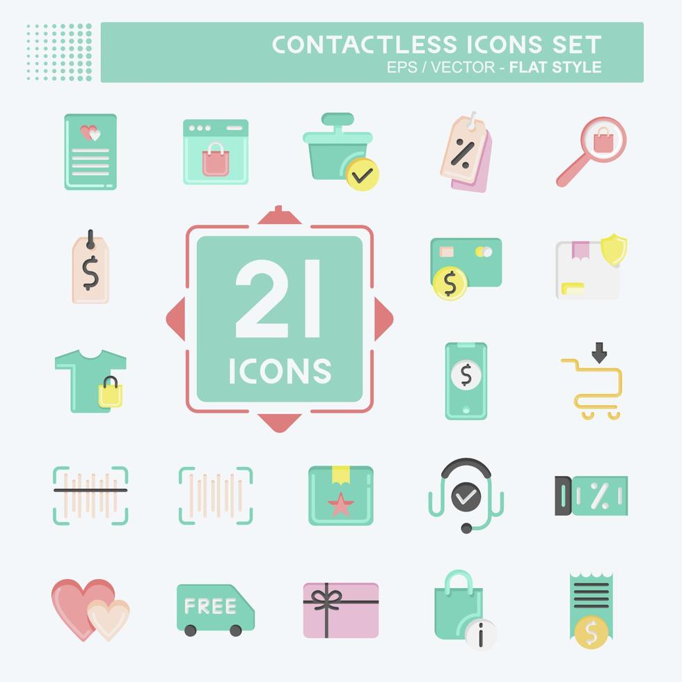 Icon Set Contactless. related to Business symbol. Flat Style. simple design editable. simple illustration vector