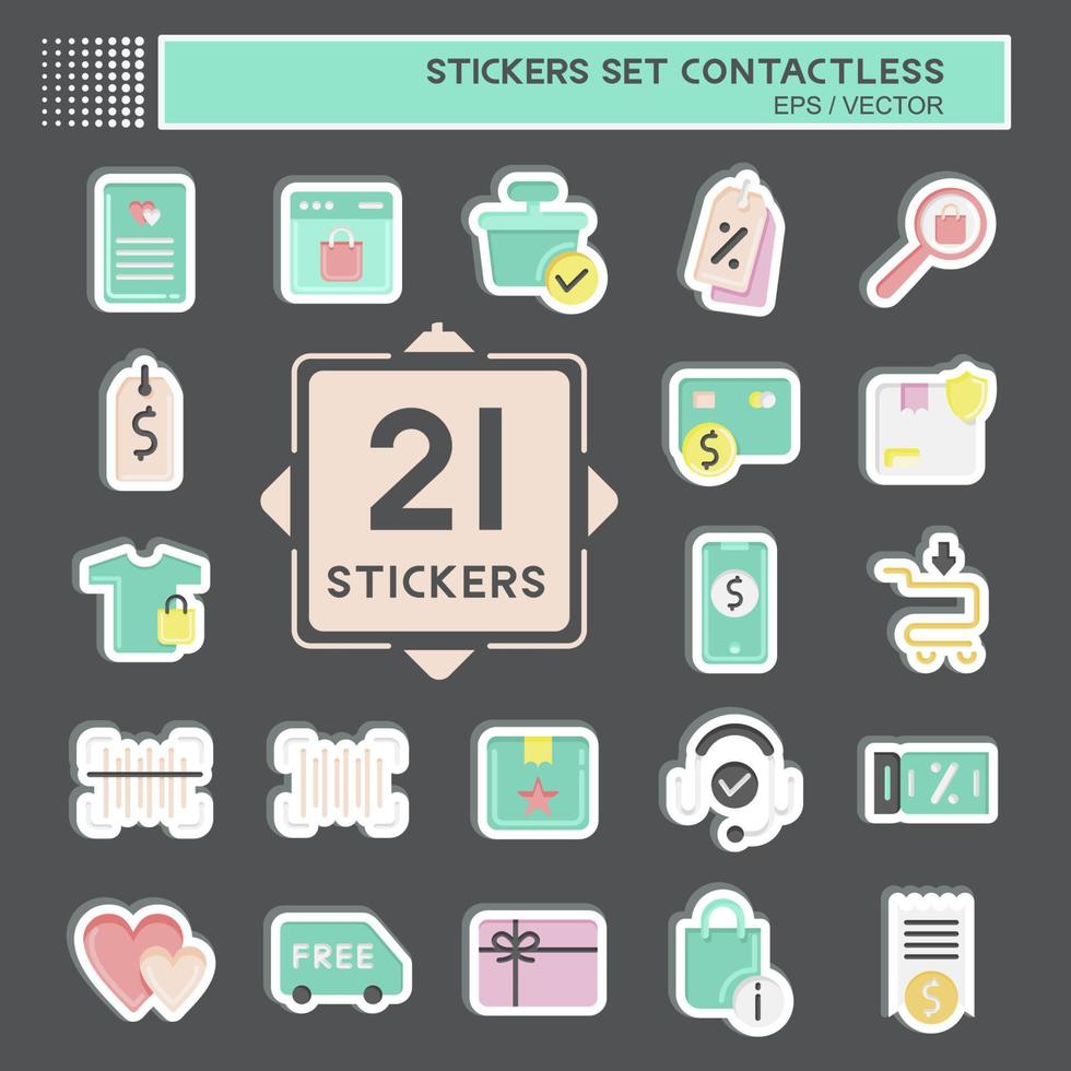 Sticker Set Contactless. related to Business symbol. glyph style. simple design editable. simple illustration vector