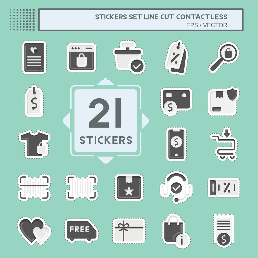 Sticker line cut Set Contactless. related to Business symbol. simple design editable. simple illustration vector