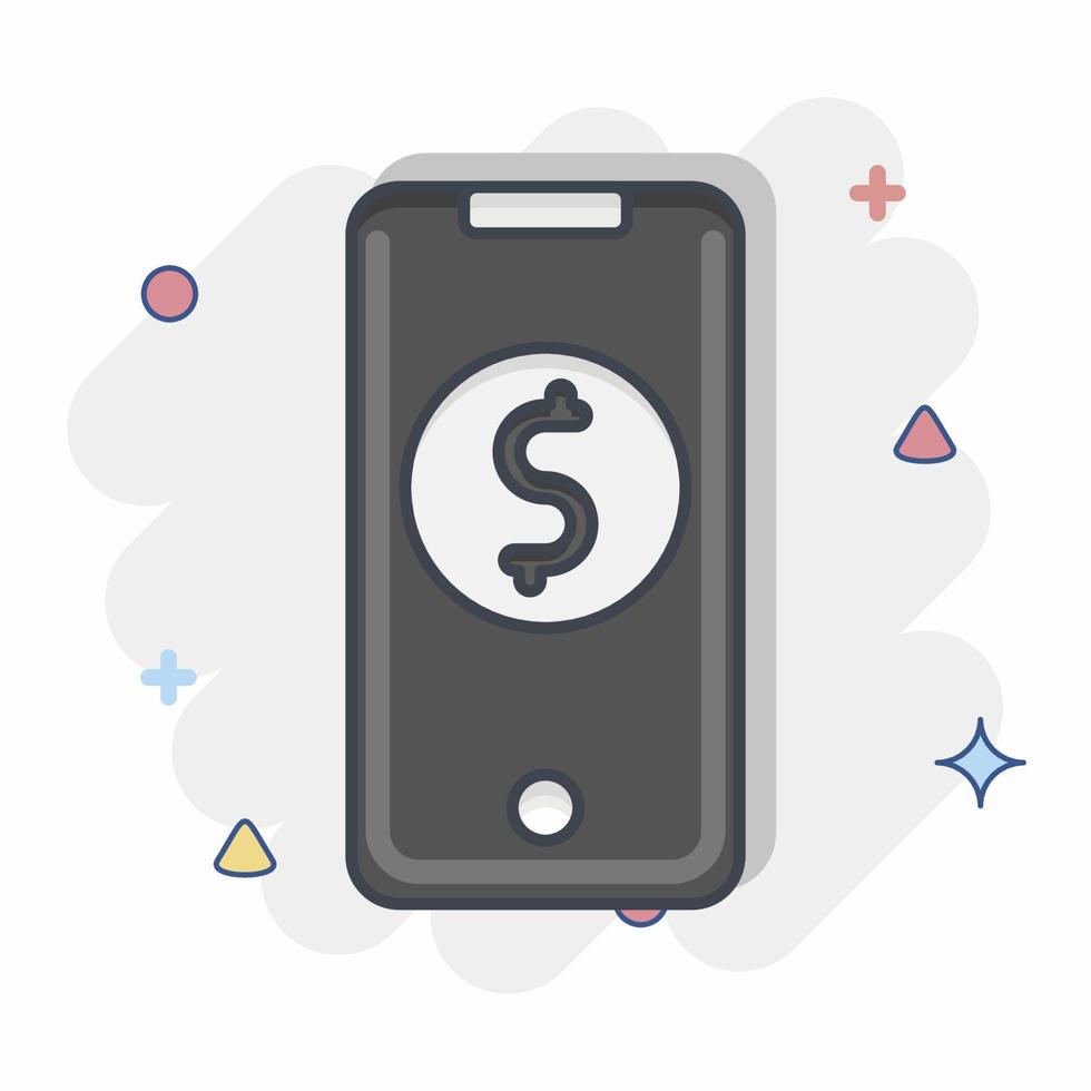 Icon Mobile Banking. related to Contactless symbol. Comic Style. simple design editable. simple illustration vector