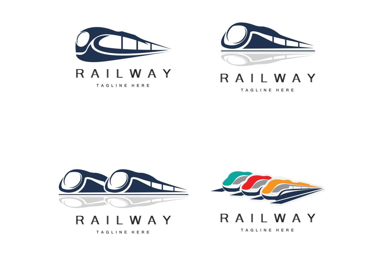 diseño del logo del tren. vector de vía de tren rápido, ilustración de vehículo de transporte rápido, transporte terrestre de empresa ferroviaria de locomotora de diseño y entrega rápida