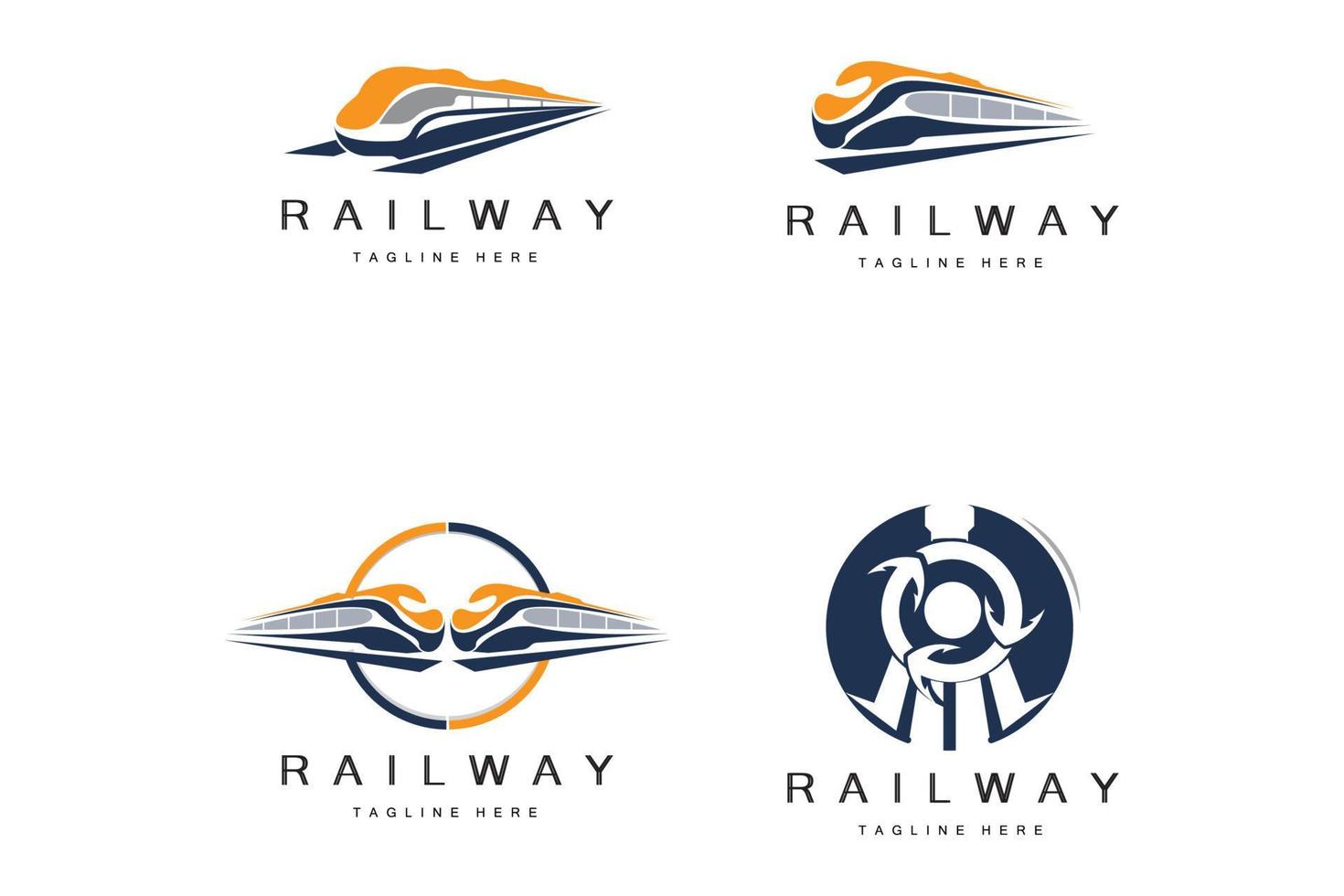 diseño del logo del tren. vector de vía de tren rápido, ilustración de vehículo de transporte rápido, transporte terrestre de empresa ferroviaria de locomotora de diseño y entrega rápida