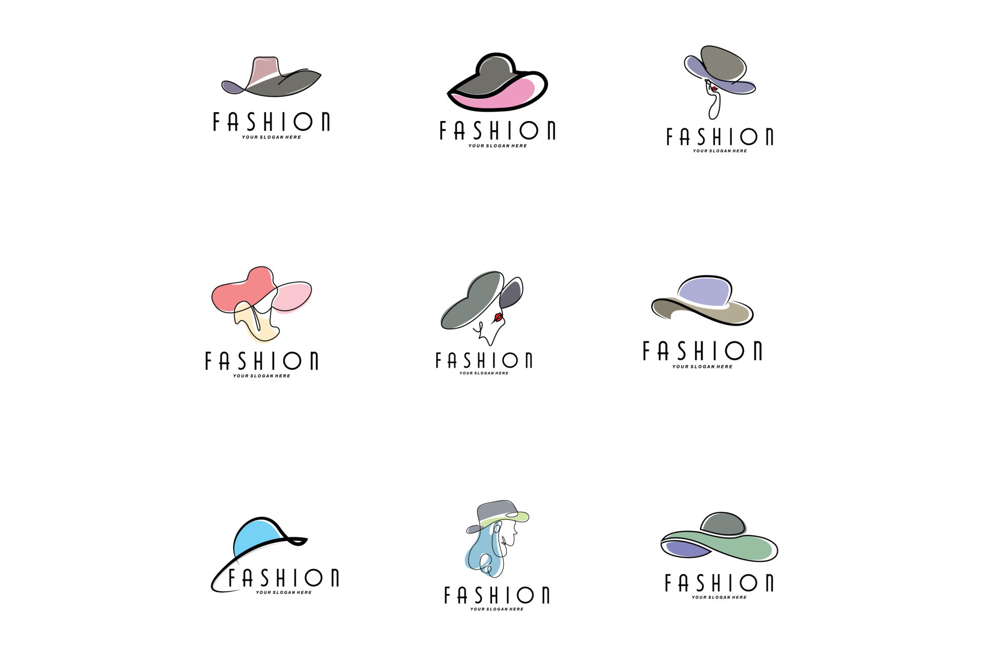 Women's Hat Logo Design Illustration Fashion beauty accessories, and