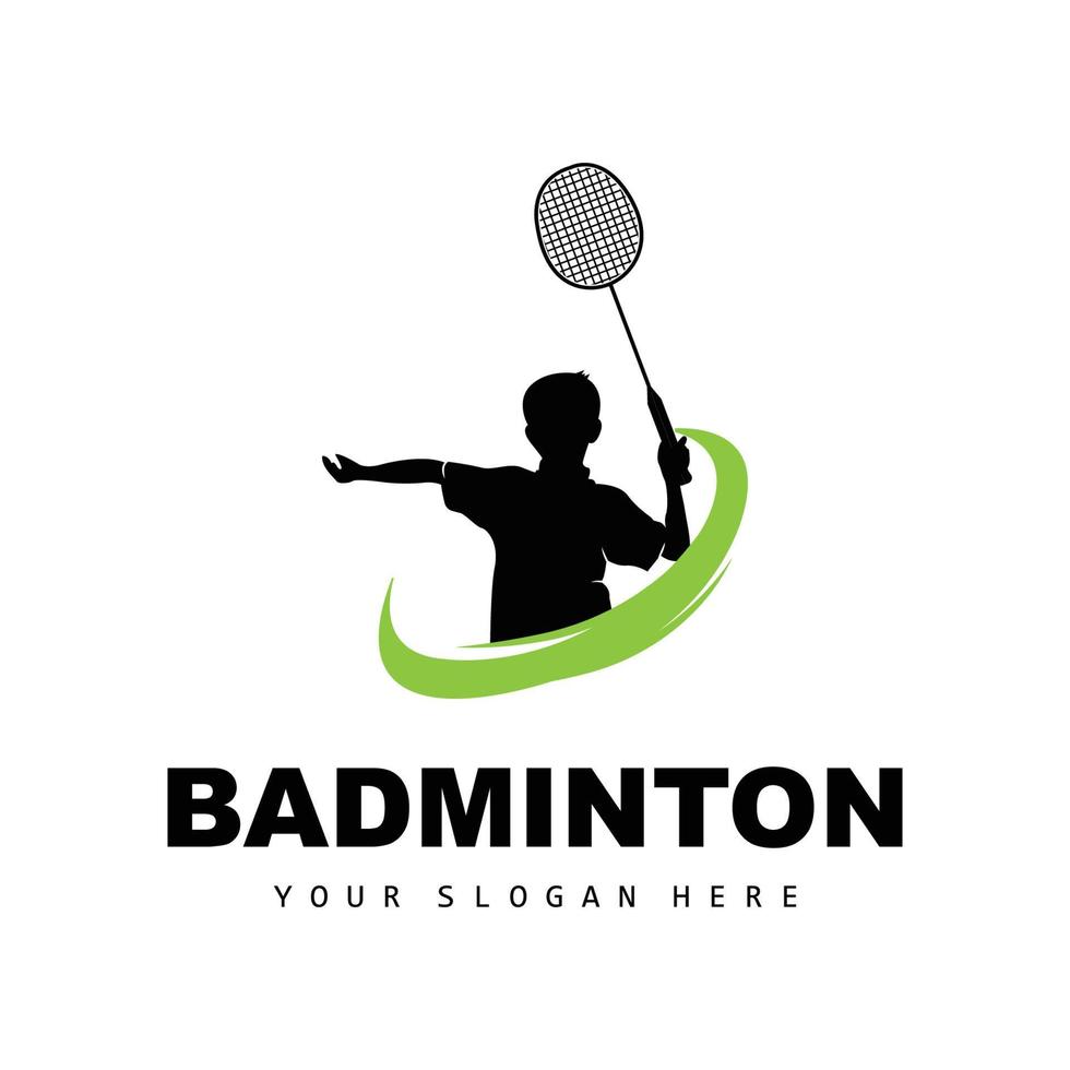 bádminton logo, deporte rama diseño, vector resumen bádminton jugadores silueta colección