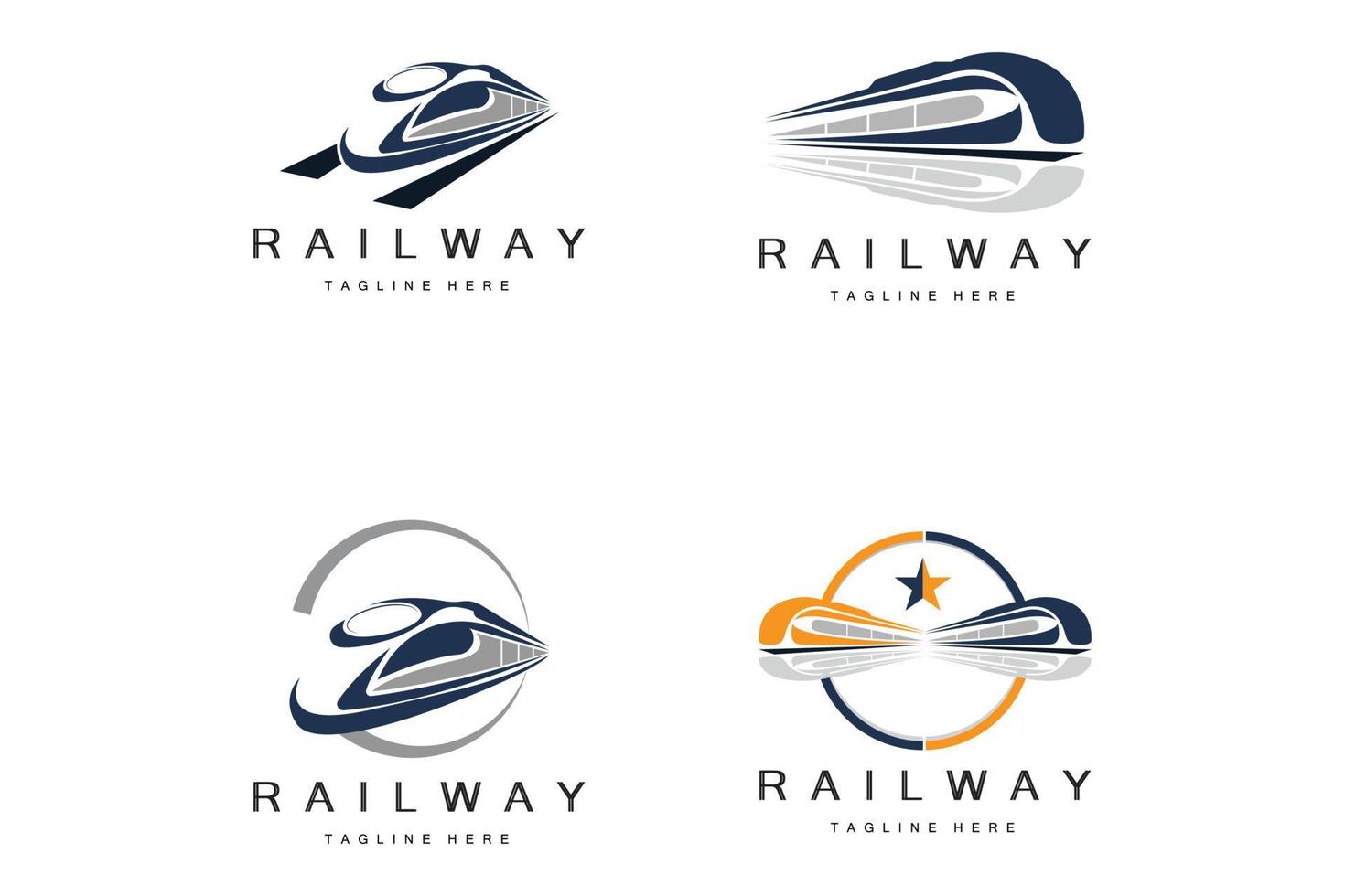 Train Logo Design. Fast Train Track Vector, Fast Transport Vehicle Illustration, Design Fit Locomotive Railroad Company Land Transportation And Fast Delivery vector