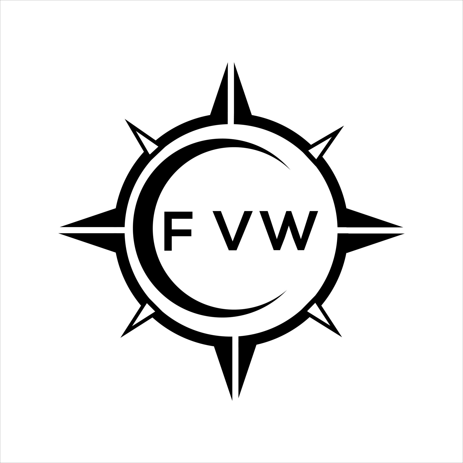 FVW abstract technology circle setting logo design on white background
