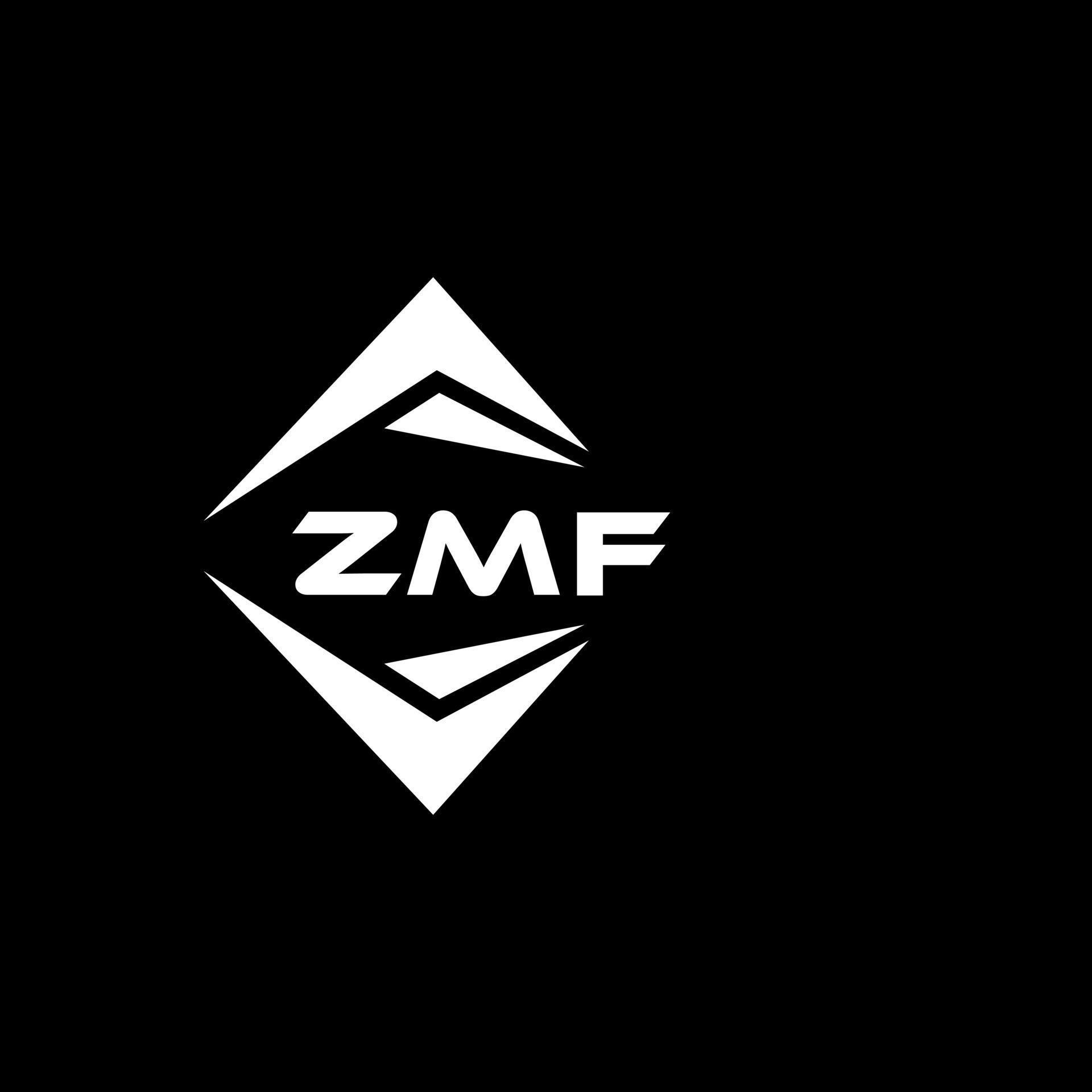 ZMF abstract technology logo design on Black background. ZMF creative
