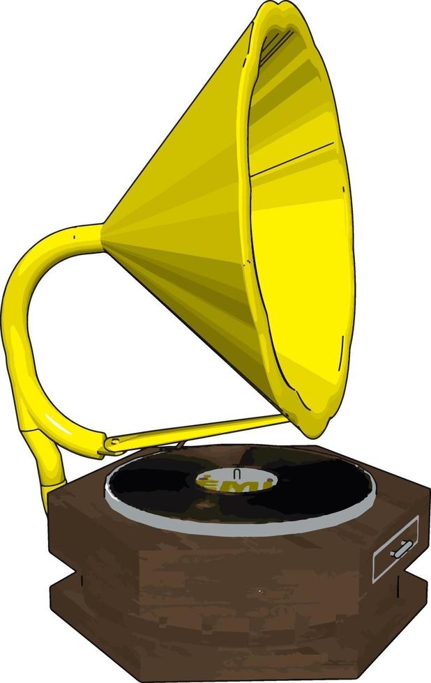 Old retro gramophone, illustration, vector on white background.