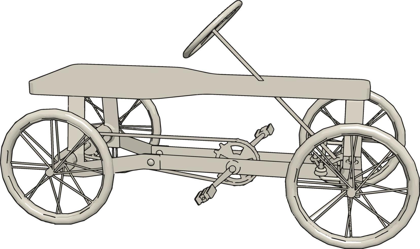 White carriage, illustration, vector on white background.