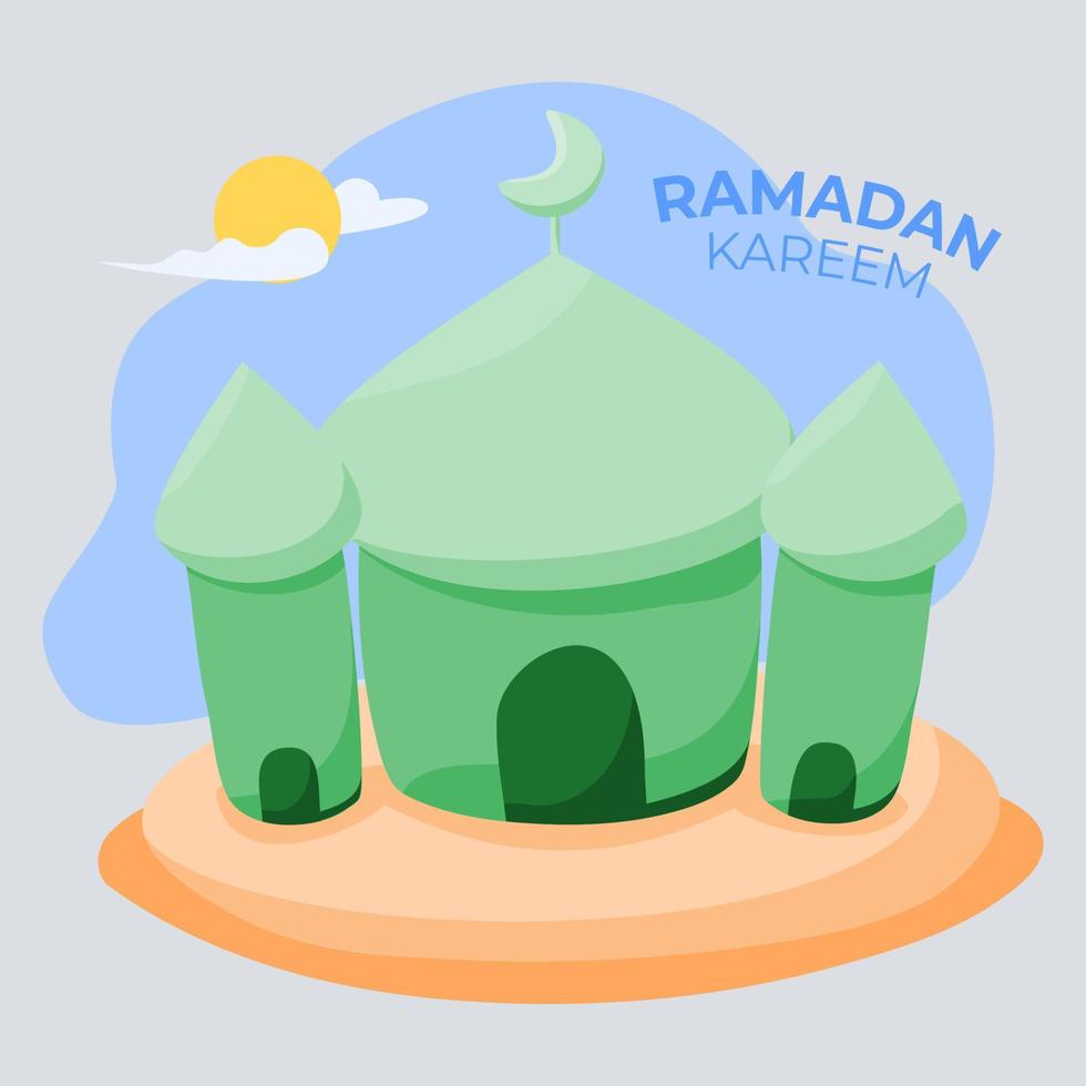green mosque flat illustration vector