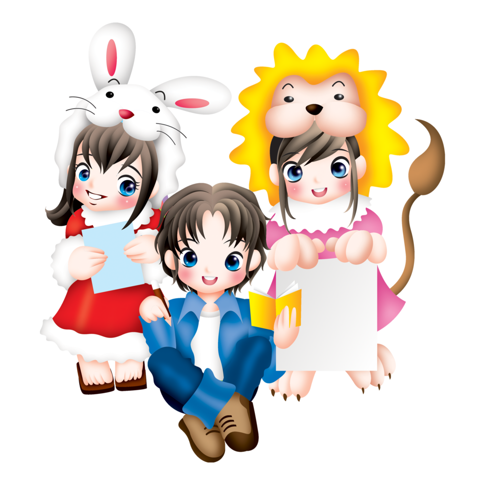 ragazza e ragazzo cartone animato carino kawaii anime illustrazione clipart personaggio manga anime png