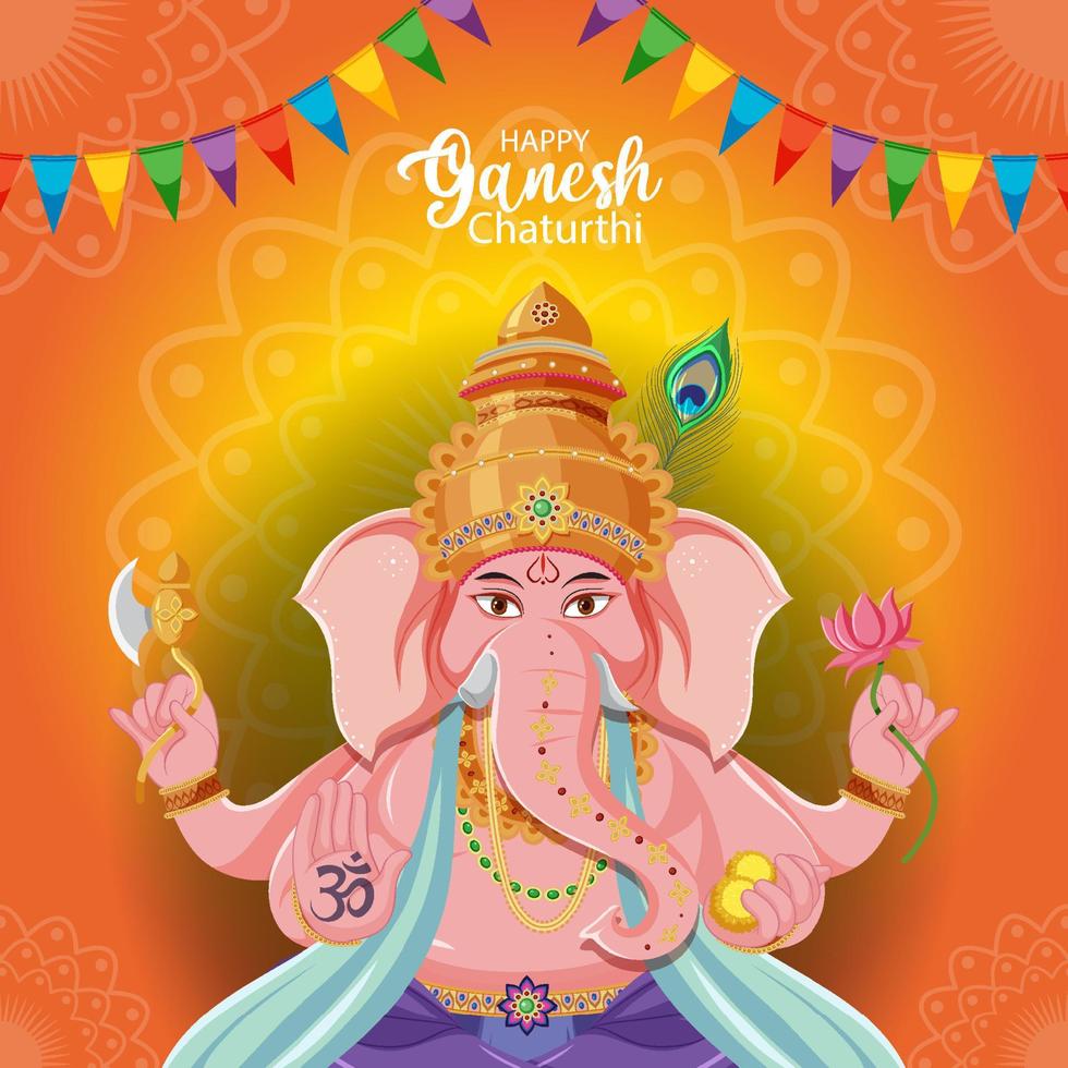 feliz ganesh chaturthi cartel vector