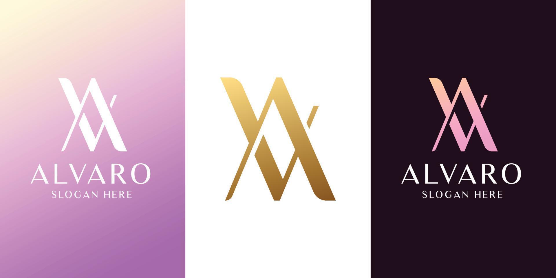 initial logo al, la, a, va, av with the concept of luxury, masculine, simple can be categorized as a fashion brand, industry, agency, and personal branding vector