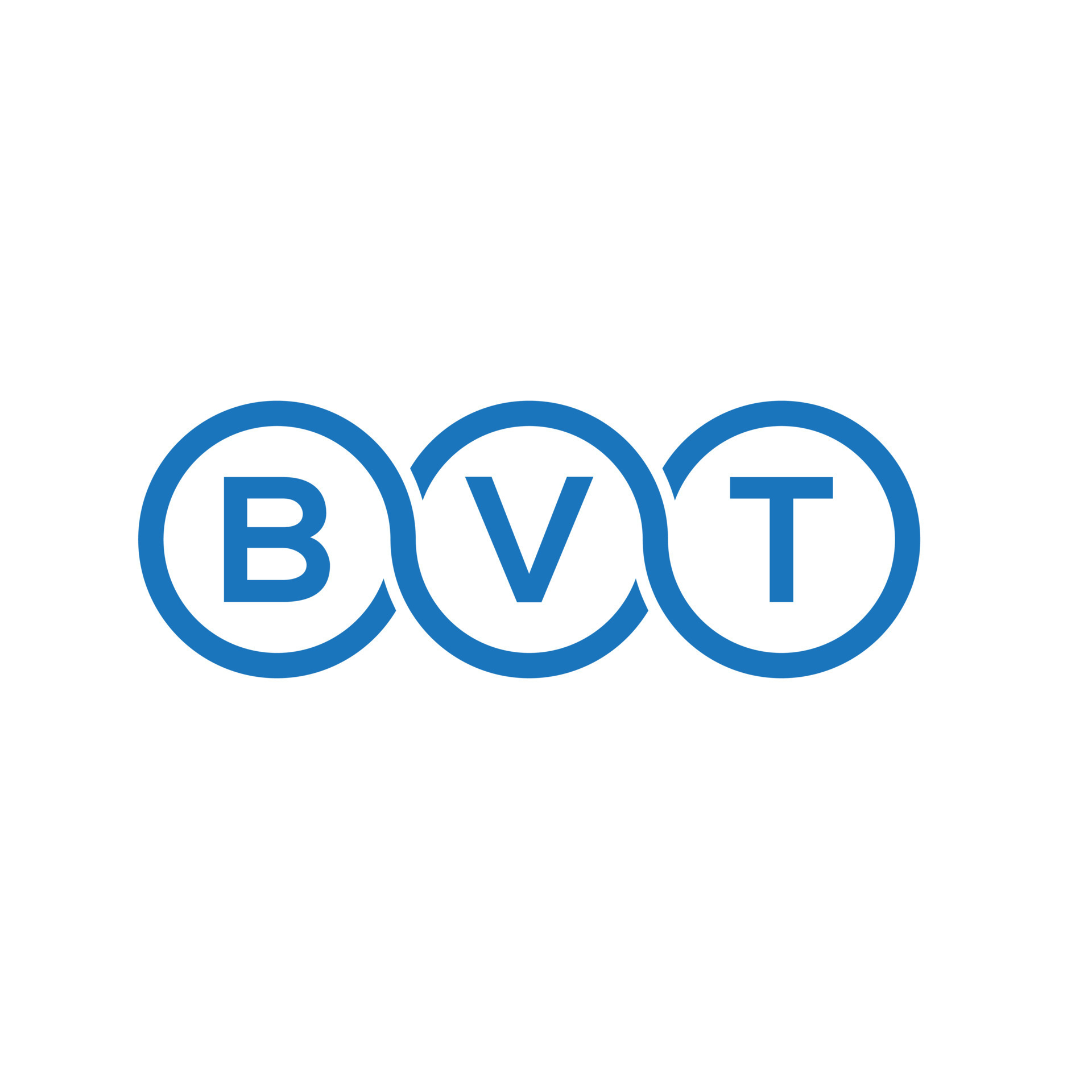 BVT letter logo design on white background. BVT creative initials