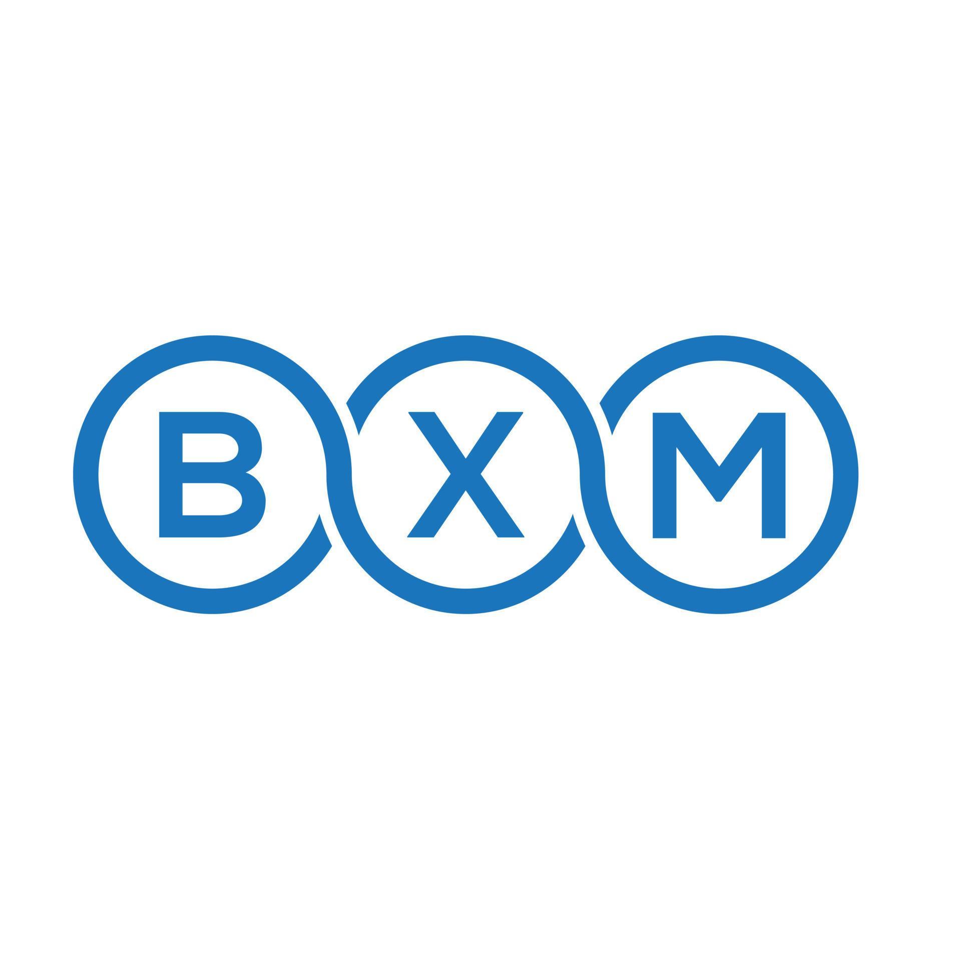 BXM letter logo design on white background. BXM creative initials