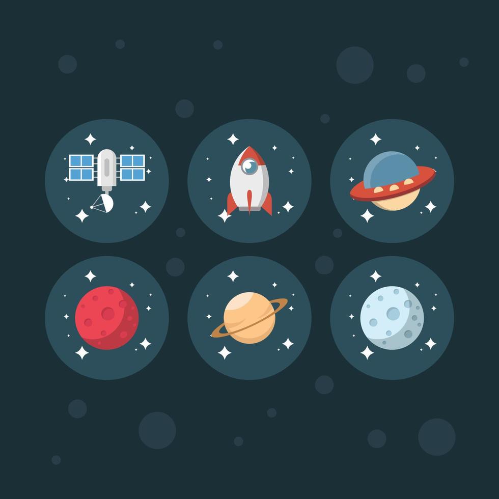 Set of space and planet in cartoon vector