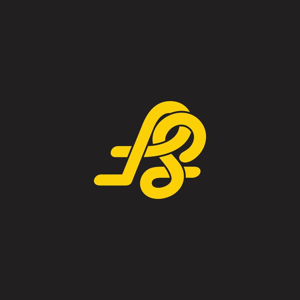 letter ps curves overlap 3d flat logo vector