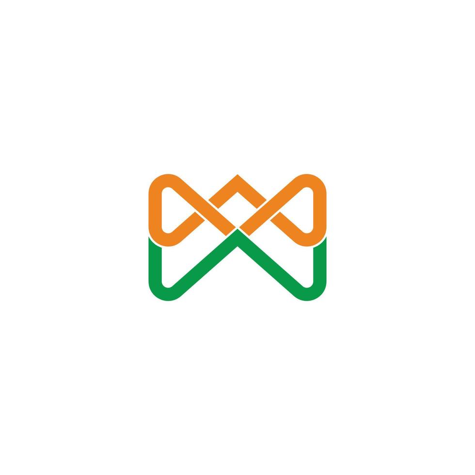 abstract letter mw green mountain linear logo vector