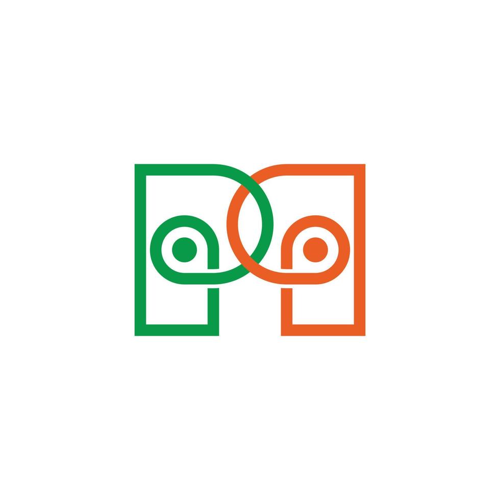 letter pp colorful linear overlap logo vector