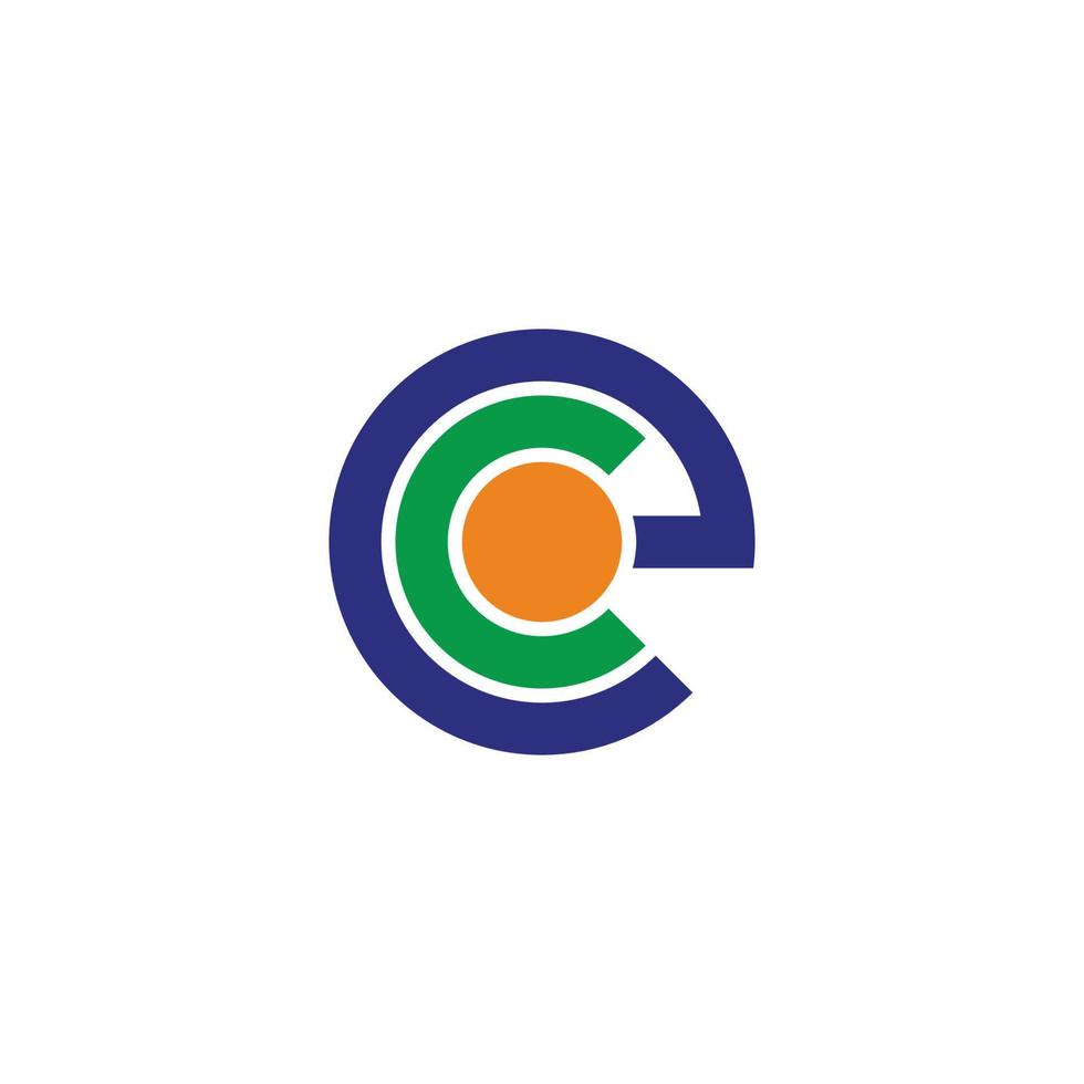 letter ec circle line geometric logo vector