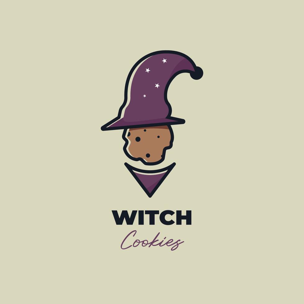 Witch cookies logo template inspiration. Wizard logo template with cookies. Vector illustration