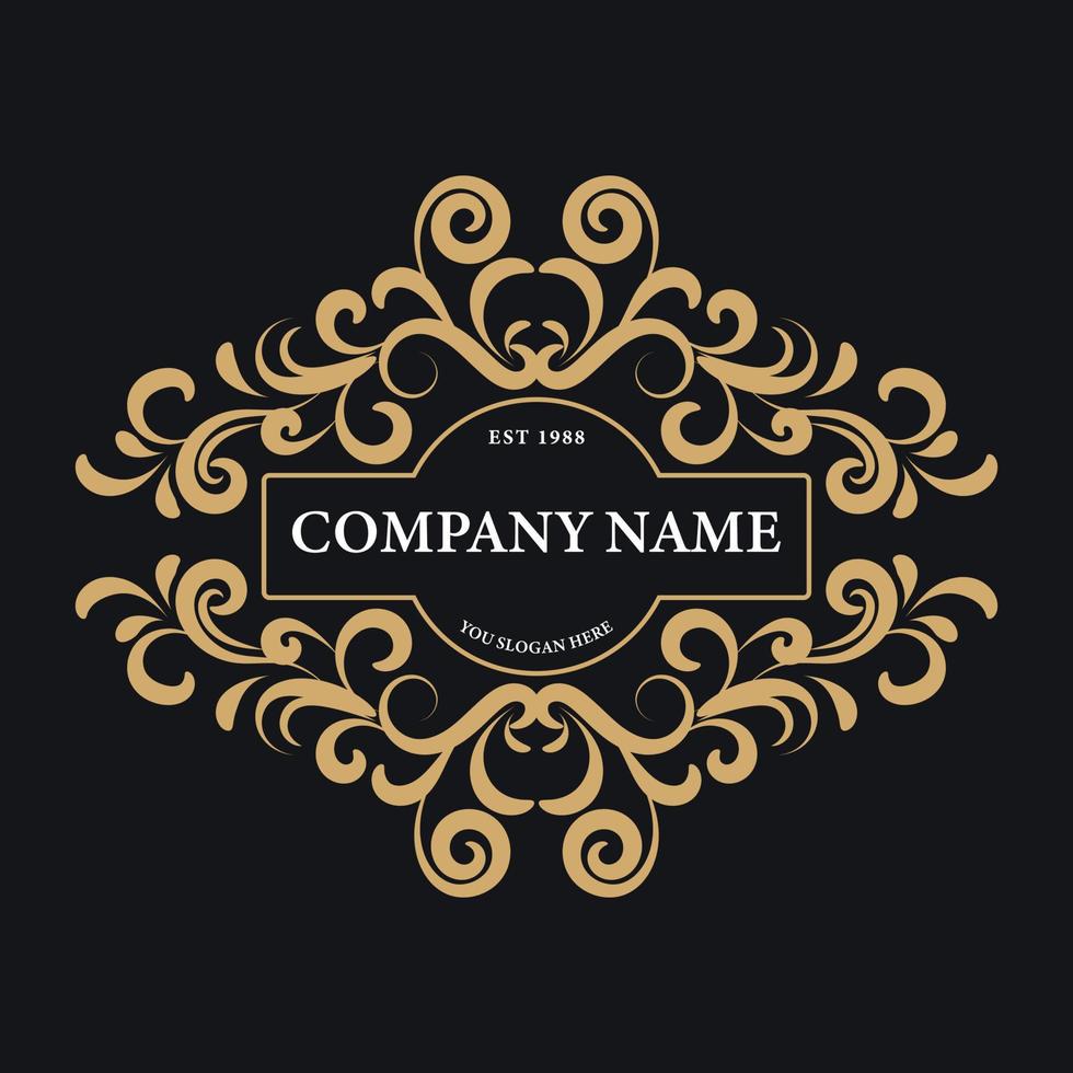 Elegant vintage frame logo decorative concept design vector