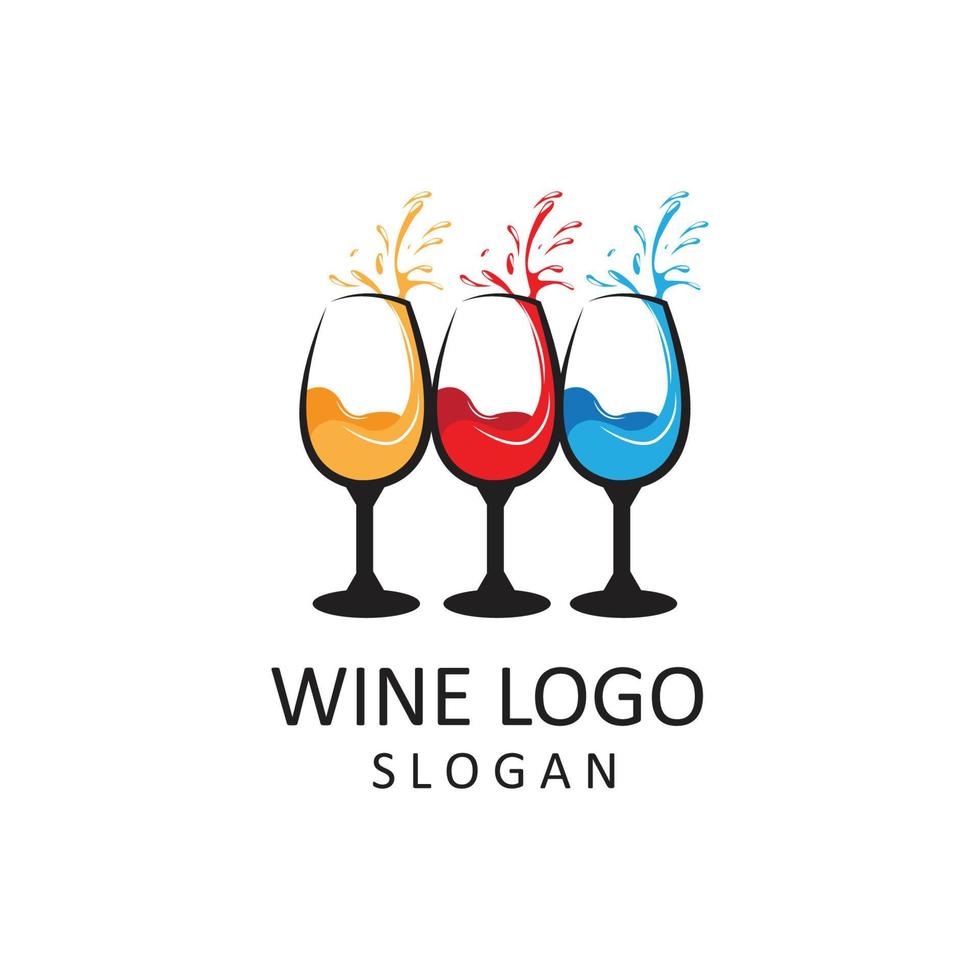 sparkling wine glass logo icon vector, cafe inspiration template, illustration vector