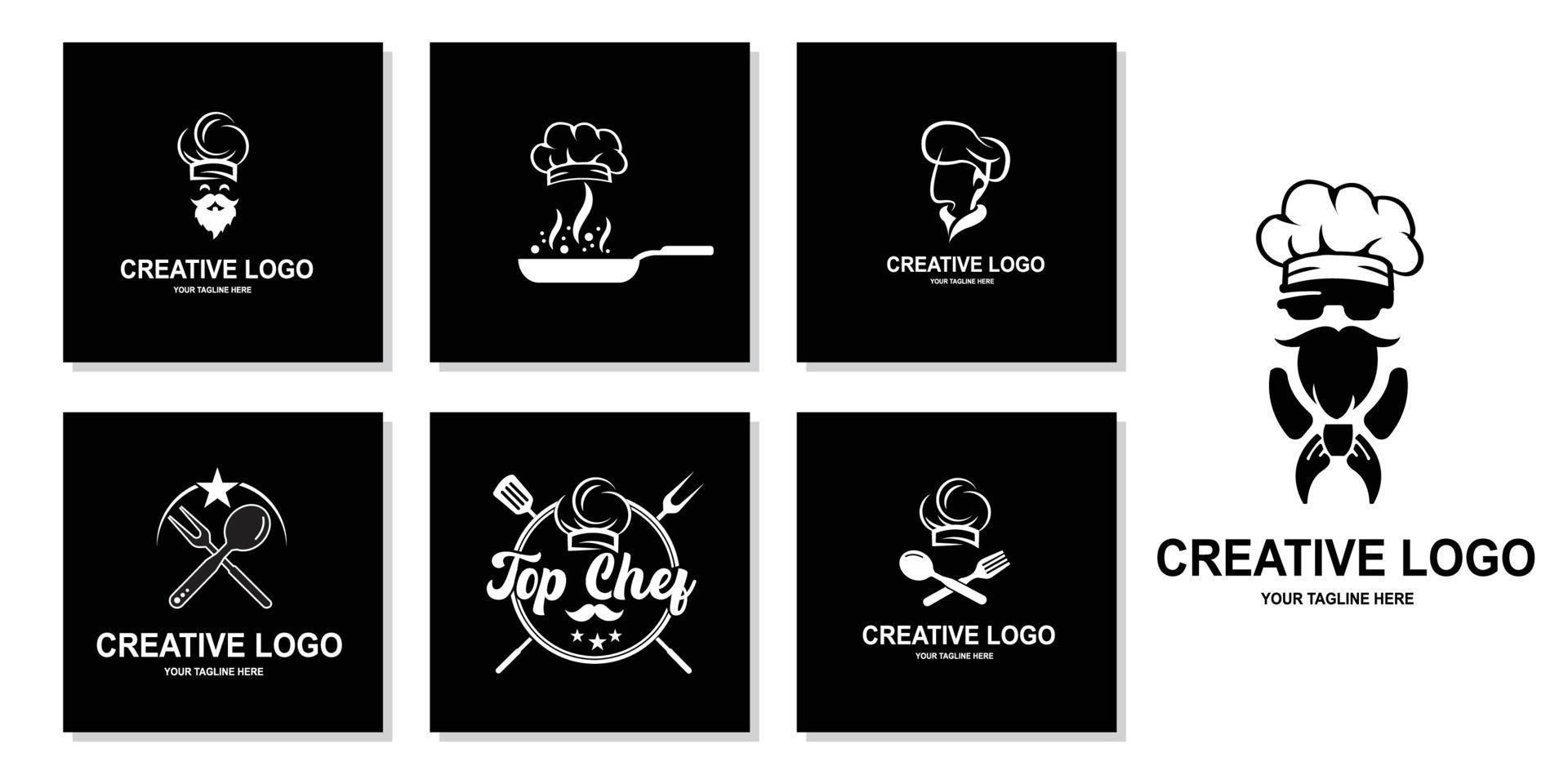 Hat chef logo template vector