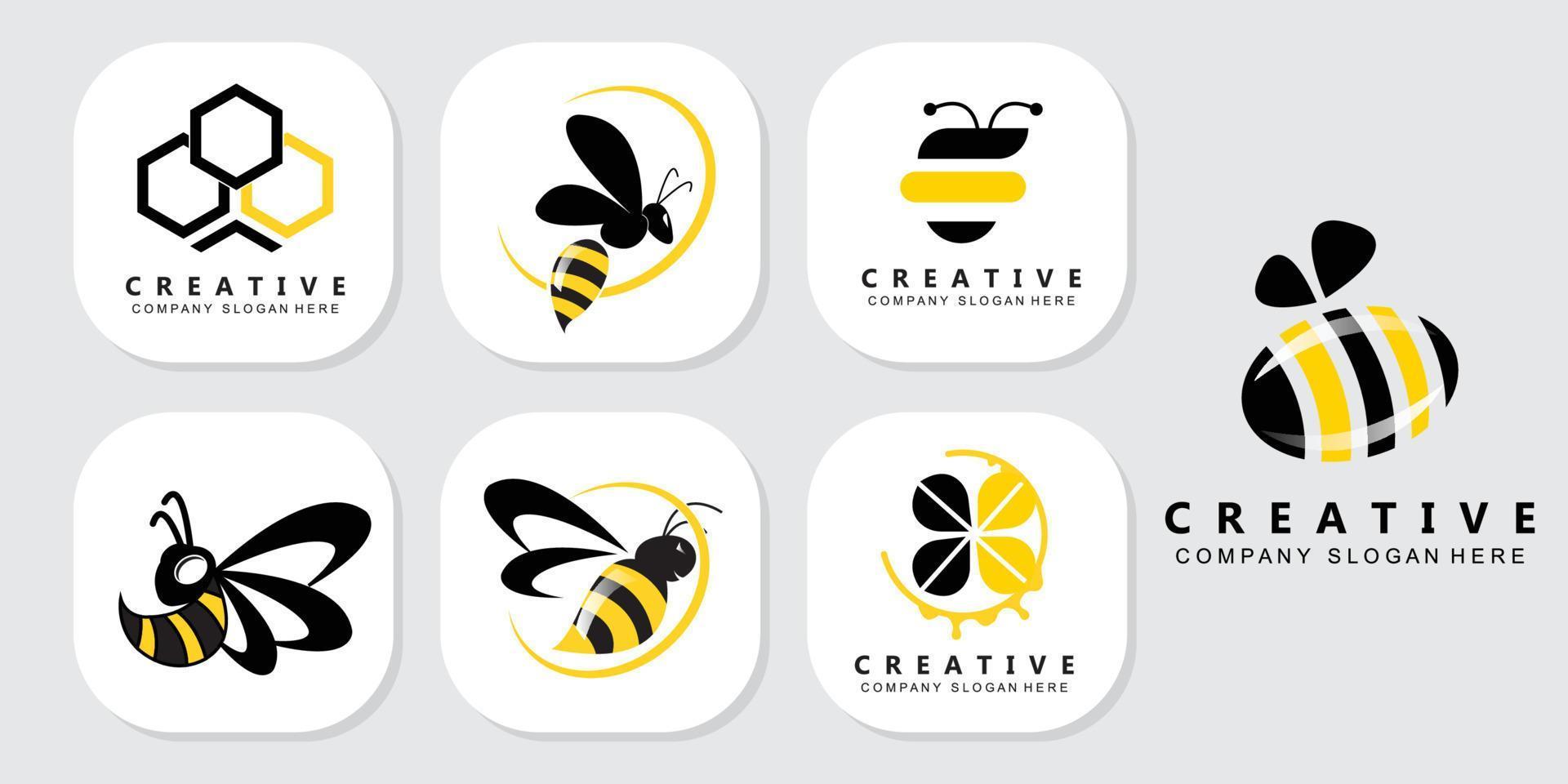 logotipo de vector de icono libre de abeja amarilla simple