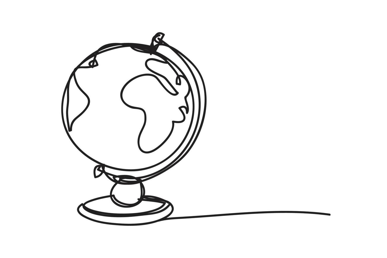globo, mundo mapa, línea dibujo estilo, vector diseño.