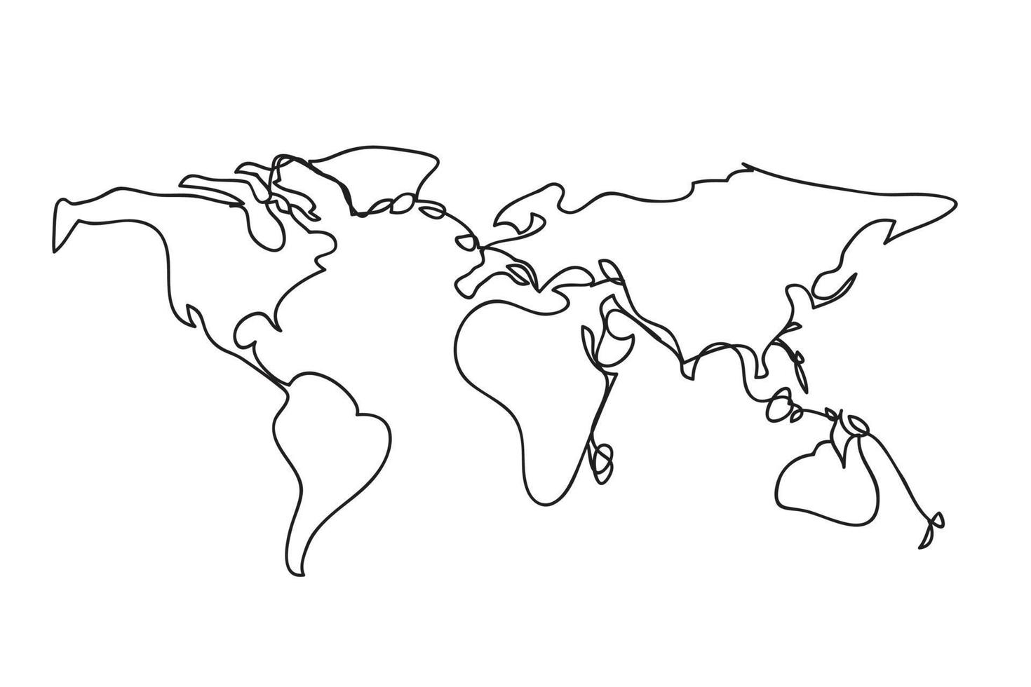 World map , line drawing style,vector design vector