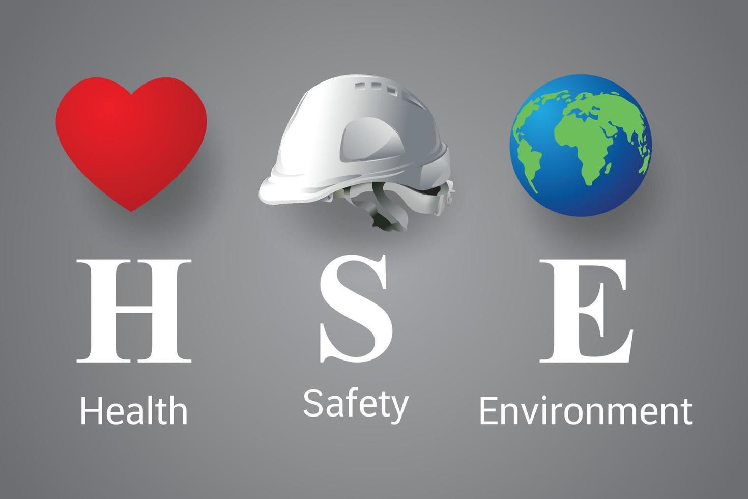 concepto de hse, acrónimo de medio ambiente de seguridad sanitaria, diseño vectorial vector