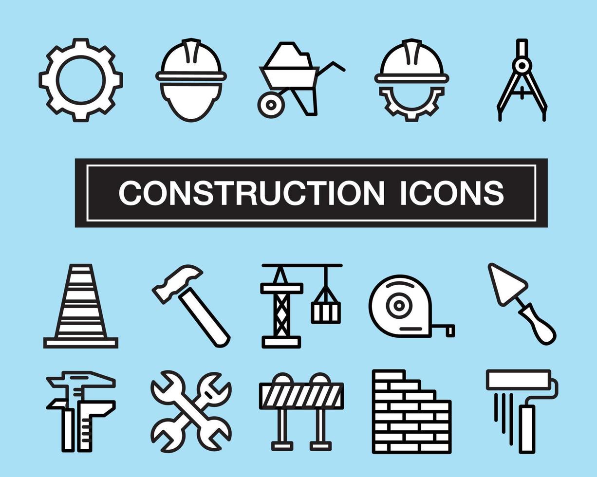 construction icons set, vector design.