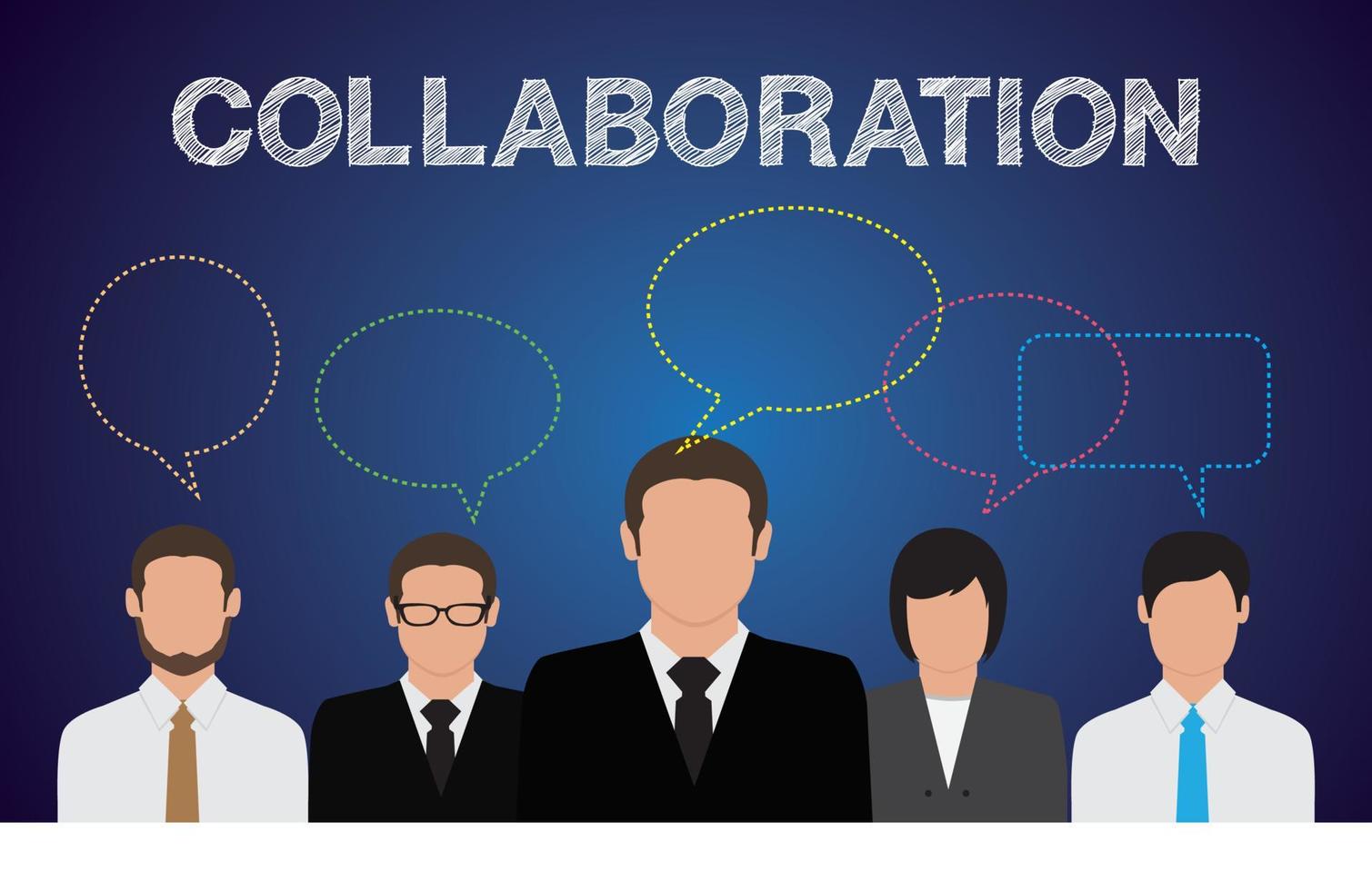 Teamwork people and Business concept , collaboration text, speech talk bubble icon, vector design.