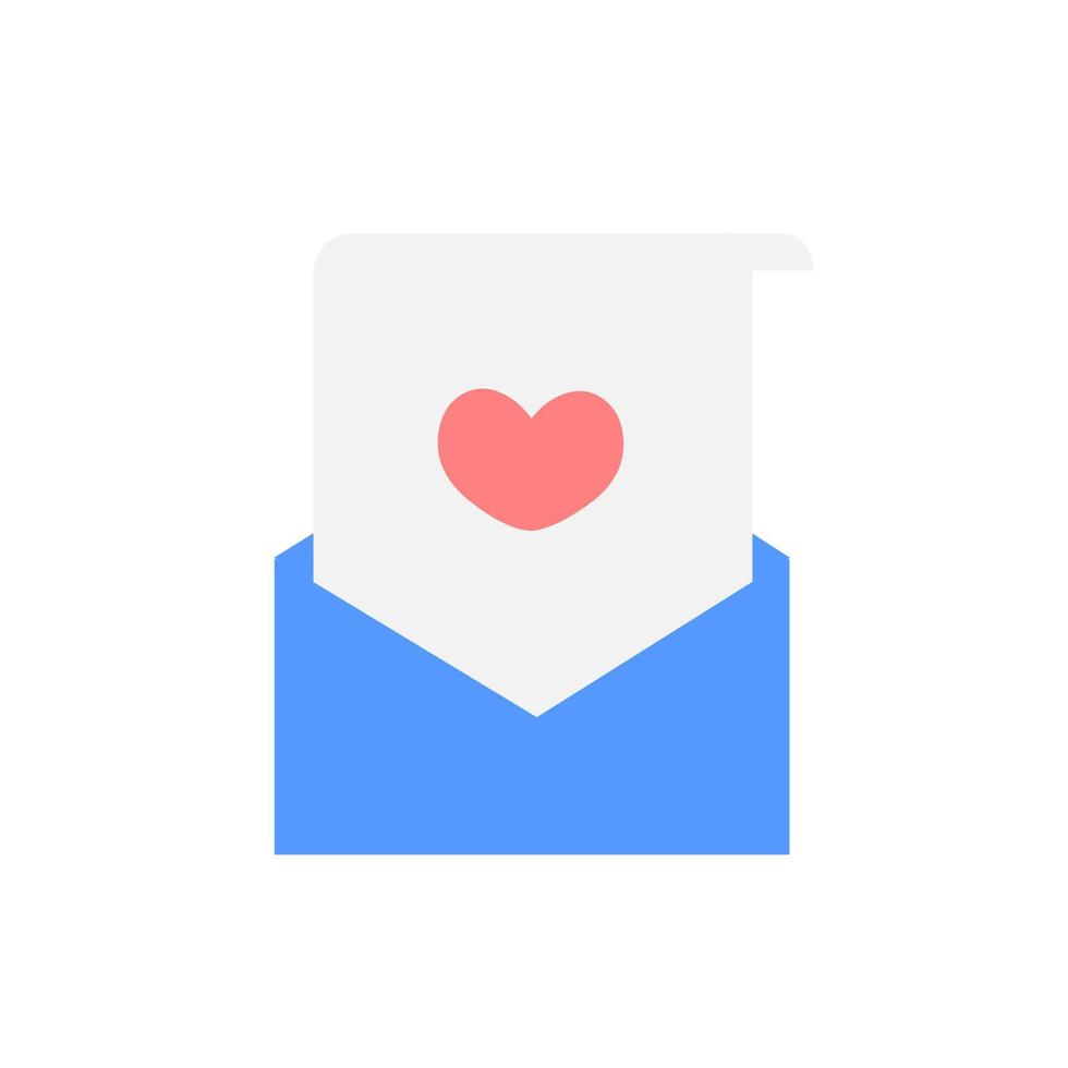 Flat open mail envelope icon. Read document, postal envelope, online message, business news, invitation, love email, romantic card, communication symbol. Minimalistic Vector illustration.