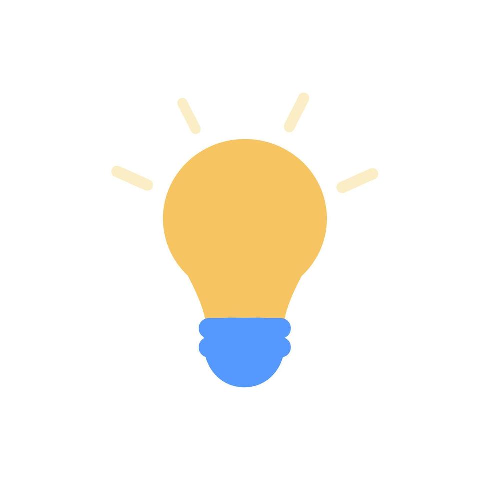Flat style minimal yellow light bulb icon. Idea, solution, business, science, energy, strategy concept. Solution and business idea. Vector illustration of thinking and invention symbol.