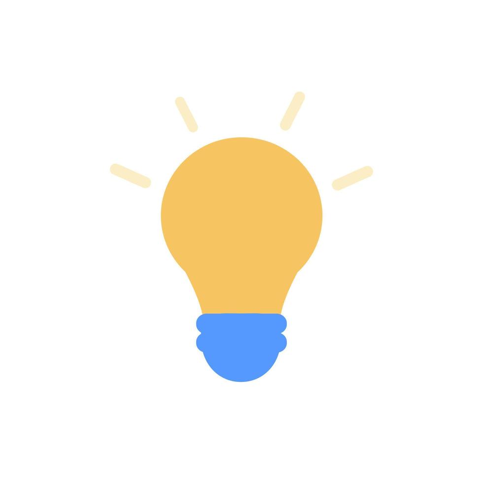 Flat style minimal yellow light bulb icon. Idea, solution, business, science, energy, strategy concept. Solution and business idea. Vector illustration of thinking and invention symbol.