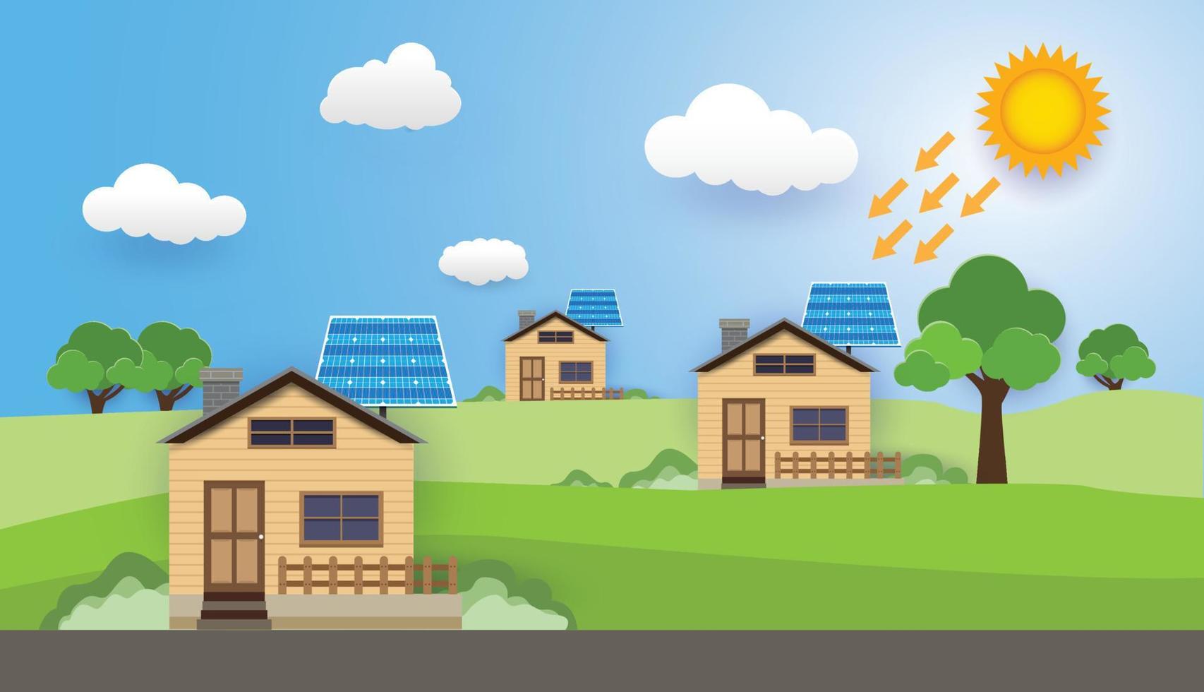 verde energía y moderno casa, solar celúla, eco simpático hogar ,vector diseño vector