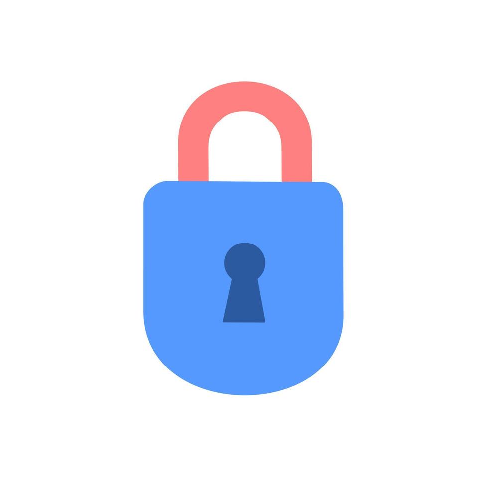 Flat locked padlock icon. Protection, safety, password security, encryption, privacy. Concept of internet privacy cyber protection, antivirus, cybersecurity. Lock cartoon minimal style. vector