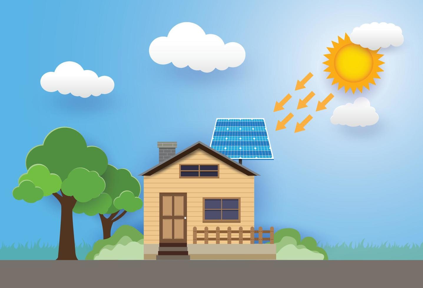 Green energy and modern house, solar cell, ECO Friendly Home ,vector design vector