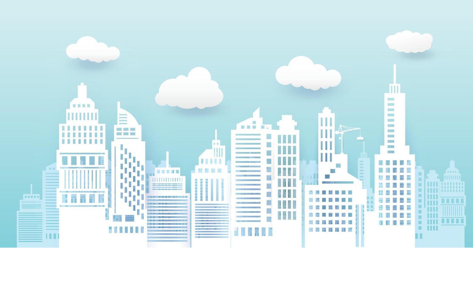 Beautiful cityscape, construction paper art style, vector design