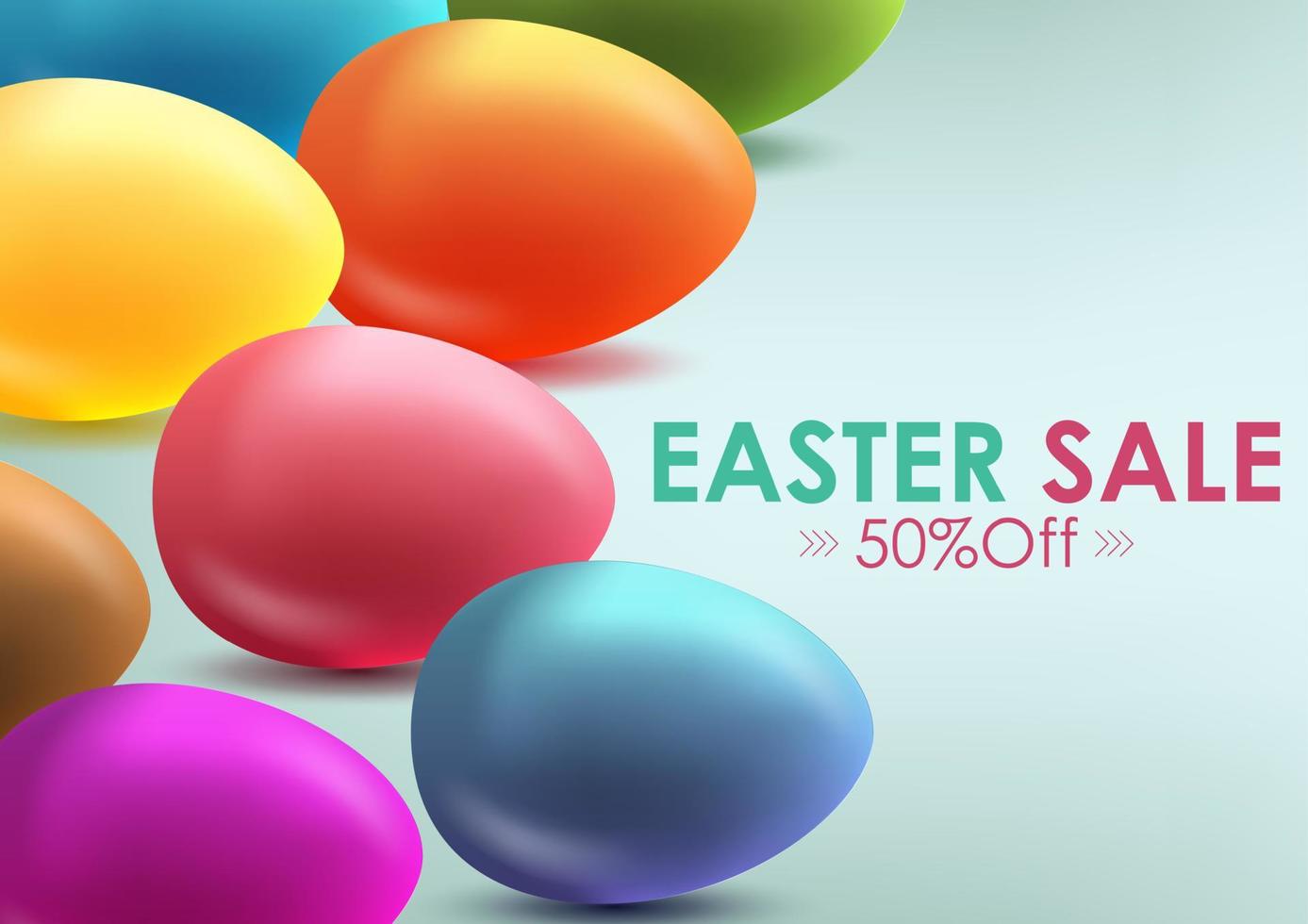 Easter sale banner background template with beautiful colorful eggs vector