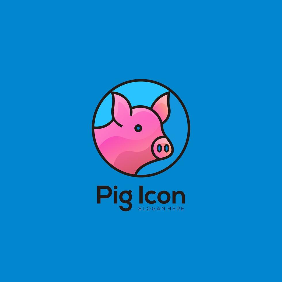 Pig Logo gradient design colorful vector